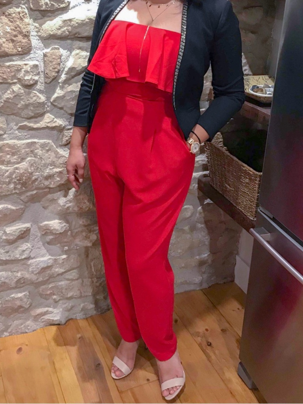 Ruffle Red Jumpsuit